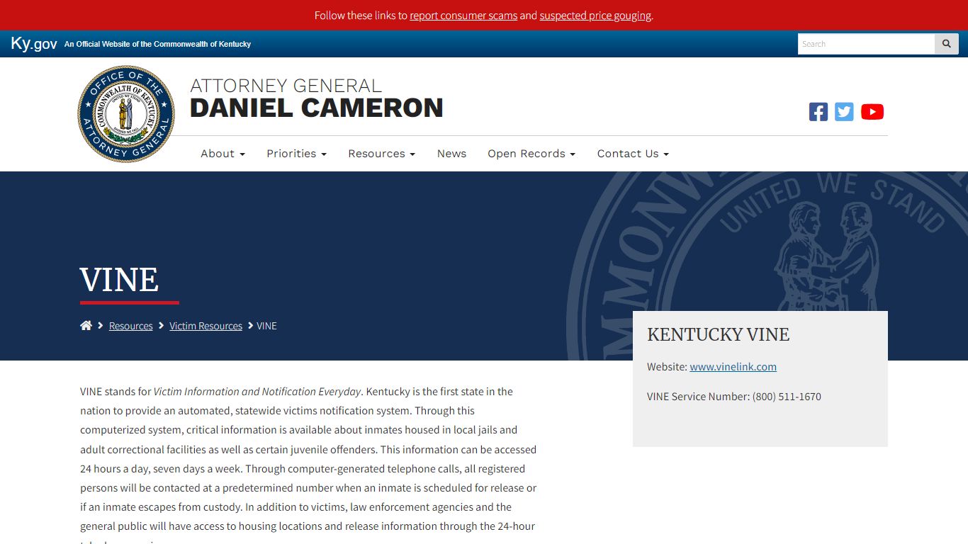 VINE - Kentucky Attorney General